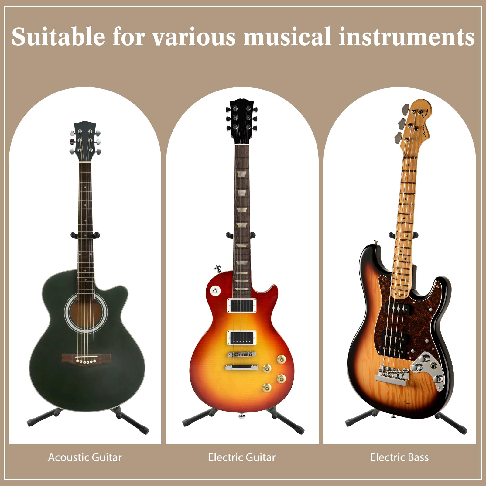 EASTROCK 2 Pack Guitar Stand Professional Portable Black Tripod Guitar Stand Acoustic and Adjustable Folding Electric Guitar Sta